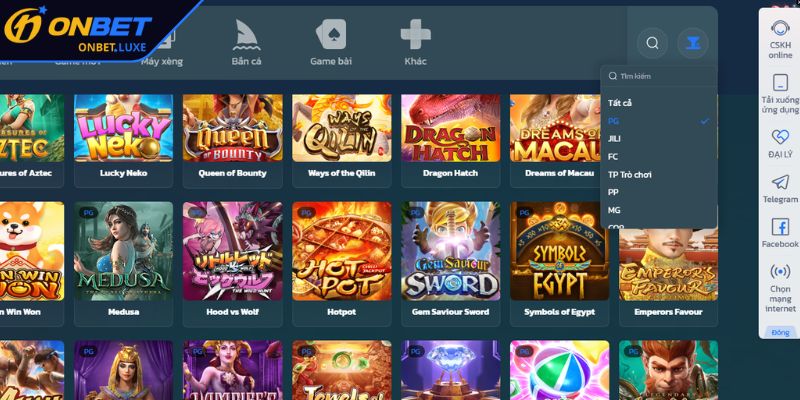 Sảnh PG Slot tại Nổ Hũ ONBET