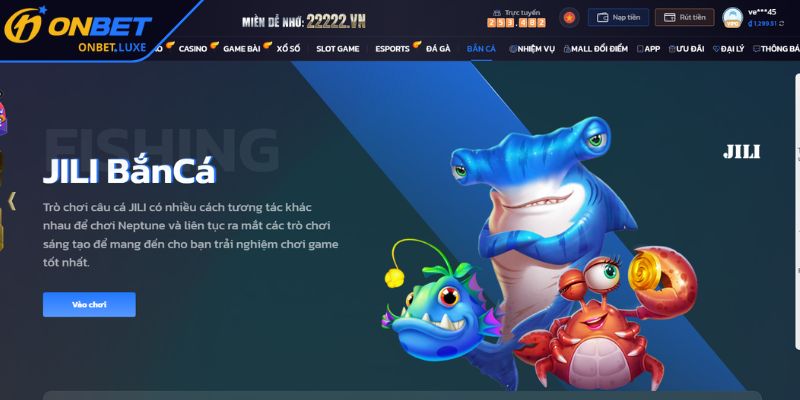Tổng quan sảnh Bắn Cá ONBET